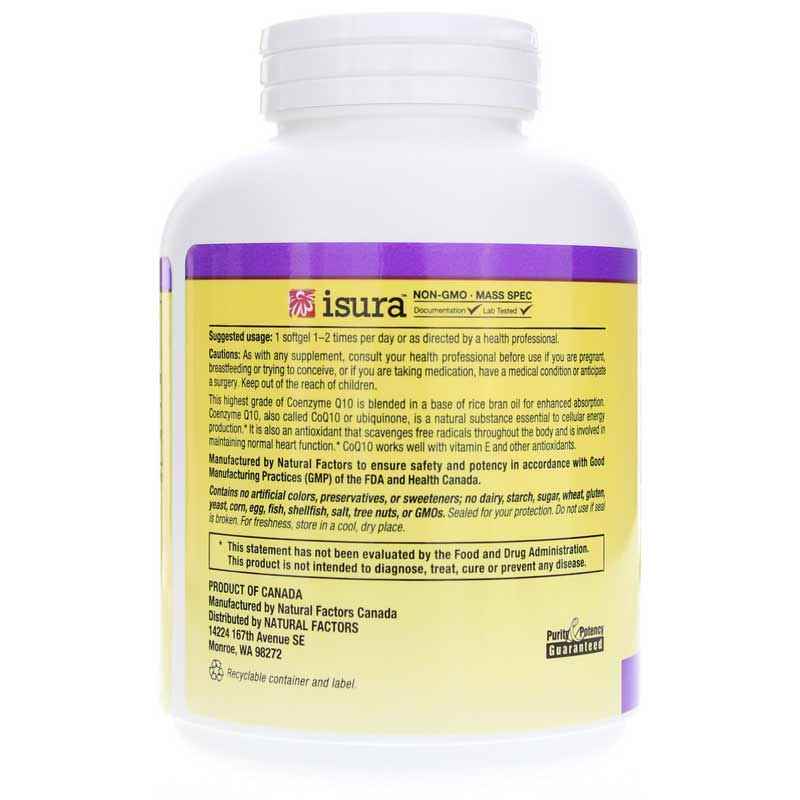 Coenzyme Q10 100 Mg, 240 Softgels, by Natural Factors, image #3