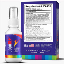 CogniREV 2 oz spray bottle with purple box packaging displaying supplement facts and directions for use.