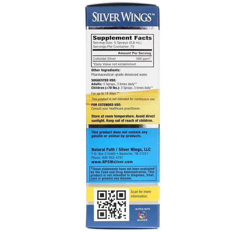 Colloidal Silver Spray 500 PPM, by Natural Path Silver Wings, image #2