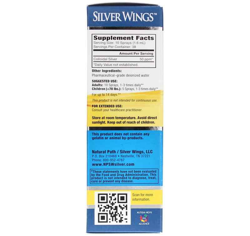 Colloidal Silver Spray 50 PPM, by Natural Path Silver Wings, image #2
