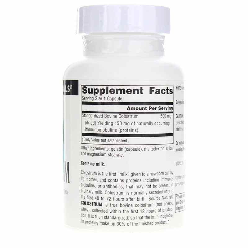 Colostrum 500 Mg, 60 Capsules, by Source Naturals, image #2