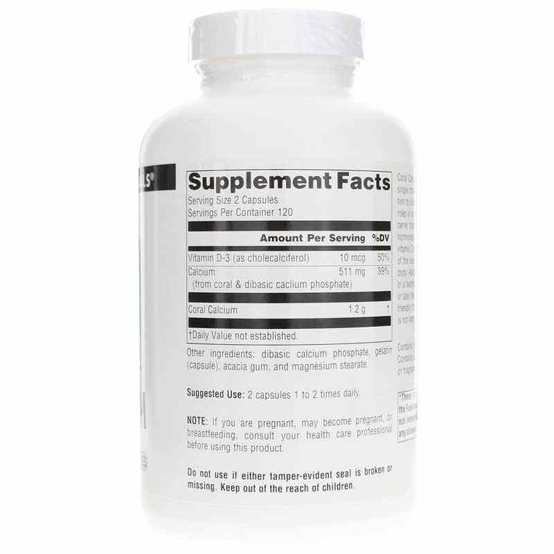 Coral Calcium 600 Mg Capsules, 240 Capsules, by Source Naturals, image #2