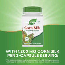 Nature's Way Corn Silk dietary supplement bottle with green cap containing 100 vegan capsules.