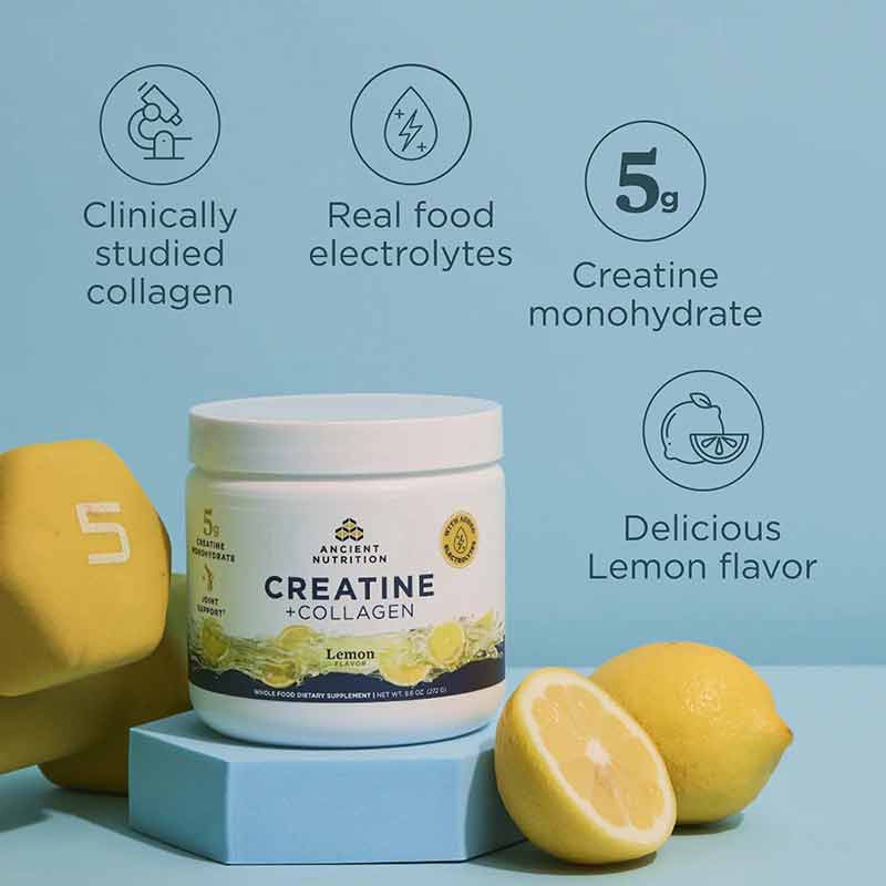 Creatine + Collagen + Electrolytes, Lemon, 30 Servings, by Ancient Nutrition, image #3