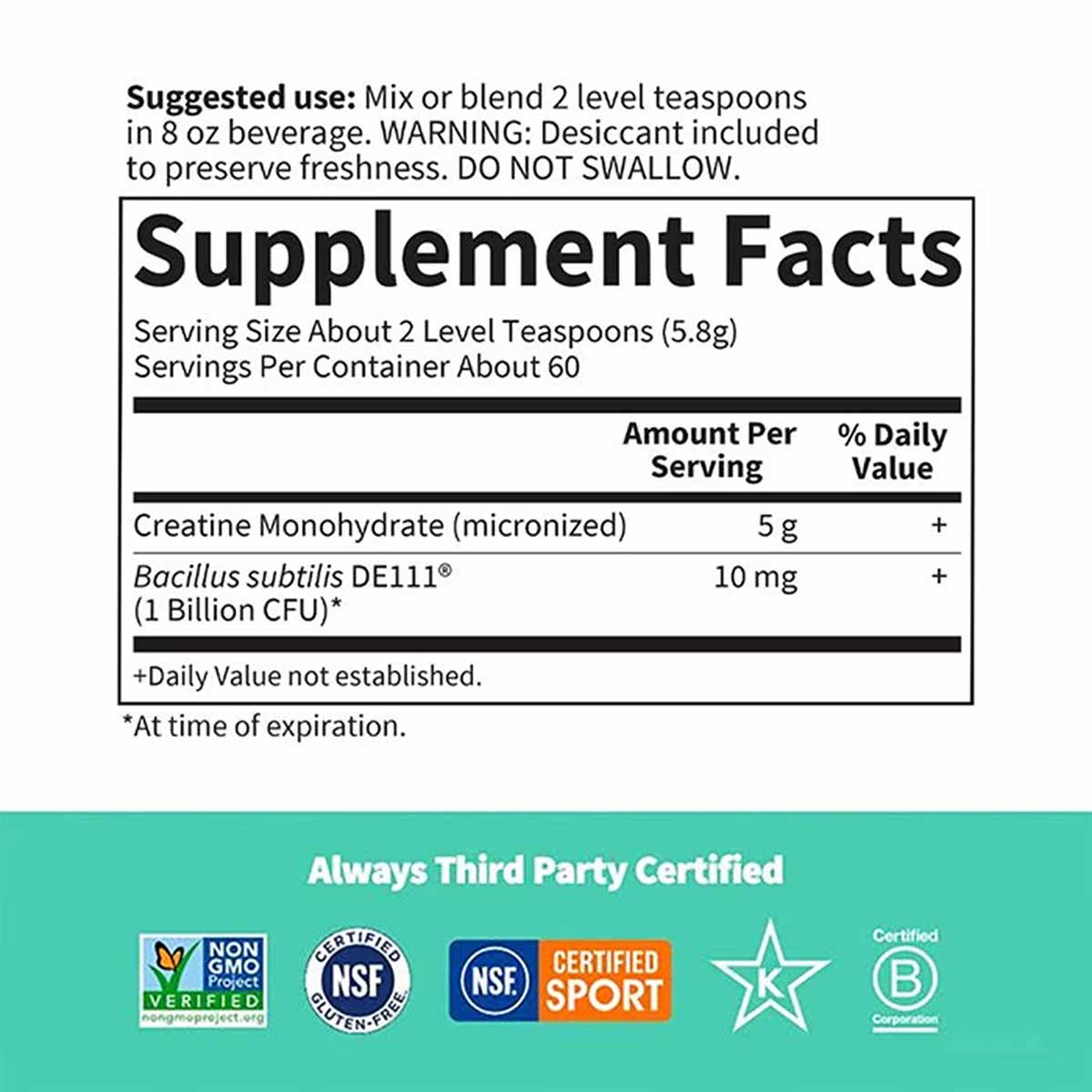 Creatine Monohydrate + Probiotics, by Garden of Life Sport