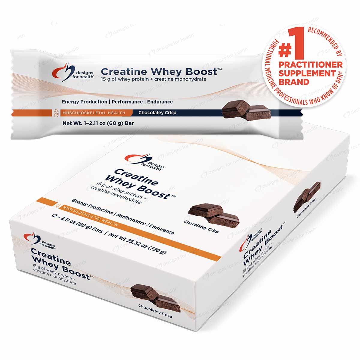 Creatine Whey Boost Chocolately Crisp Bars, 12 Bars, by Designs For Health