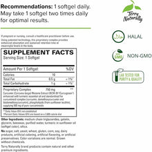 CuraMed 750 mg softgel supplement bottle by Terry Naturally with curcumin complex and supplement facts label visible.