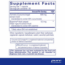 Supplement Facts label for Curcumin 500 with Bioperine capsules showing turmeric extract and black pepper extract ingredients