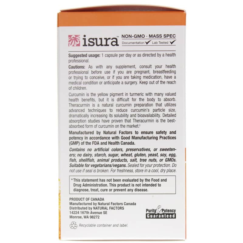CurcuminRich Double Strength Theracurmin, 30 Veg Capsules, by Natural Factors, image #4