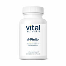 White bottle of Vital Nutrients d-Pinitol dietary supplement containing 60 vegetarian capsules.