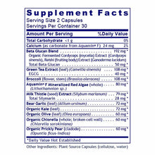 Supplement Facts label for Daily One multivitamin with 60 capsules, listing ingredients including beta glucan, green tea extr
