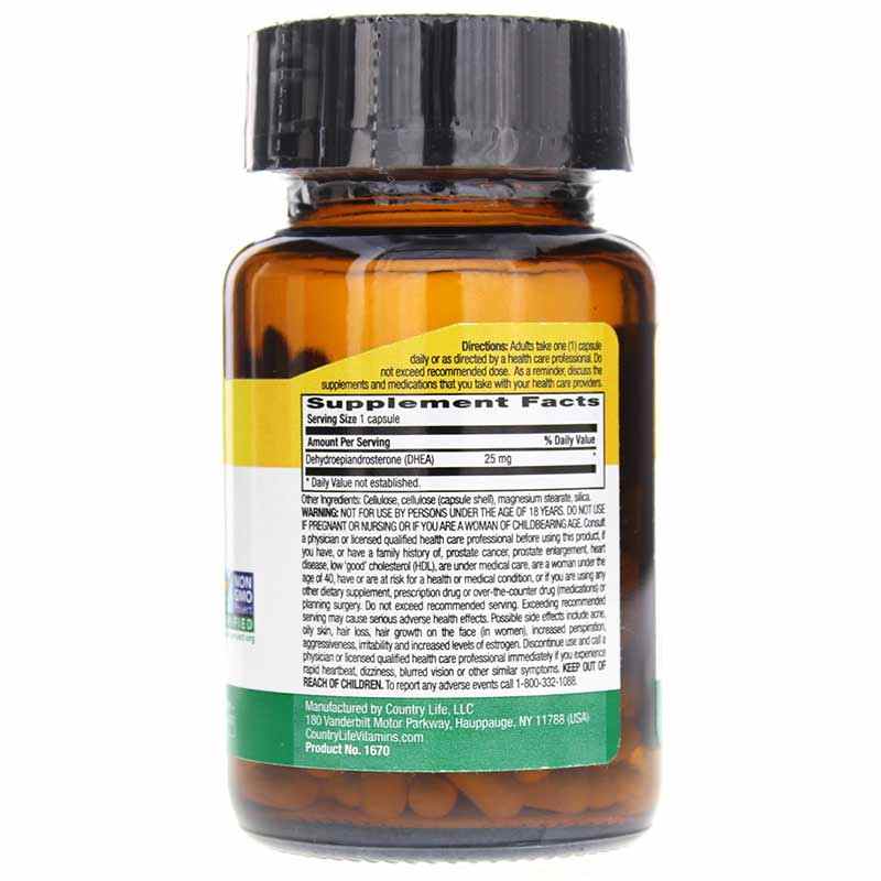 DHEA 25 Mg, 90 Vegan Capsules, by Country Life, image #2