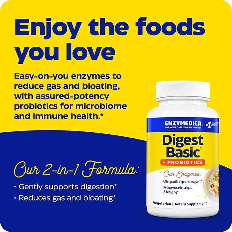 Digest Basic + Probiotics, 90 Capsules, by Enzymedica, image #3