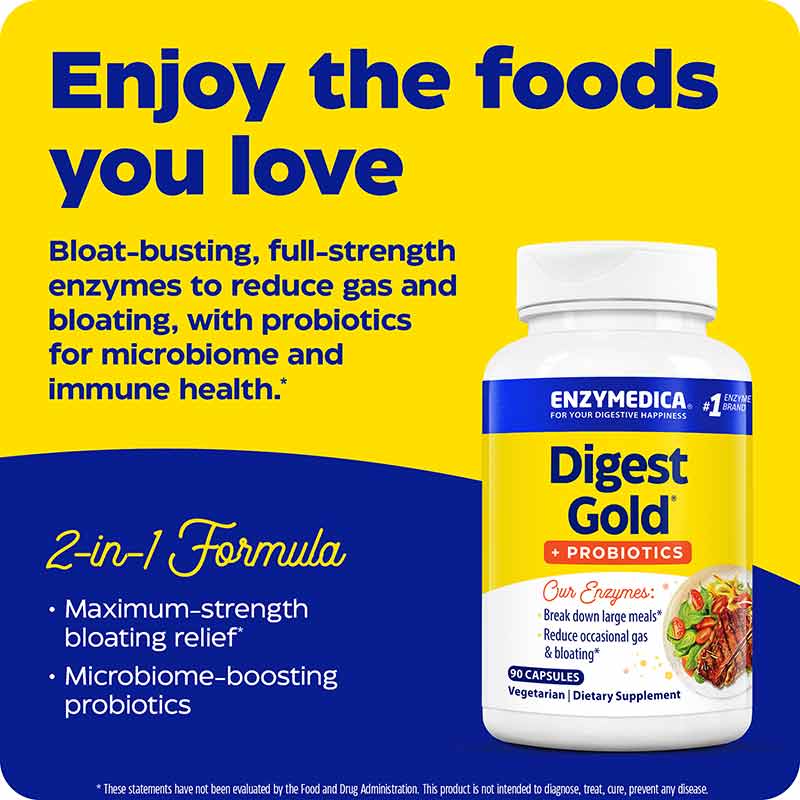 Digest Gold + Probiotics, 90 Capsules, by Enzymedica, image #3