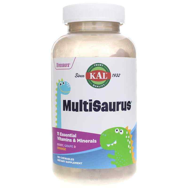Dinosaurs MultiSaurus Vitamins & Minerals, Berry,  Grape & Orange, 180 Chewables, by Kal