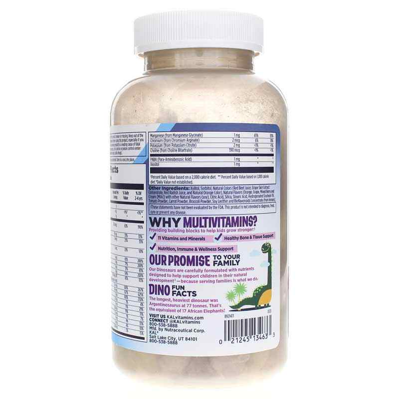 Dinosaurs MultiSaurus Vitamins & Minerals, Berry,  Grape & Orange, 180 Chewables, by Kal, image #3