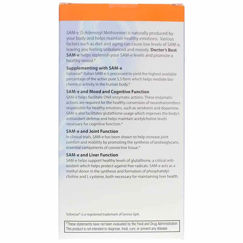Double Strength SAM-e 400 Mg, 60 Enteric Coated Tablets, by Doctors Best, image #3