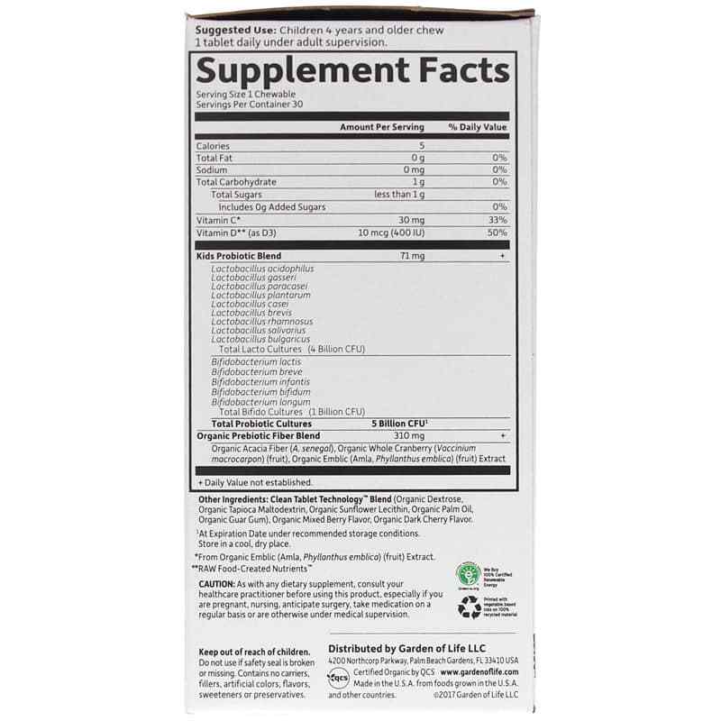 Dr. Formulated Probiotics Organic Kids + Shelf-Stable Berry Cherry, by Garden of Life, image #2