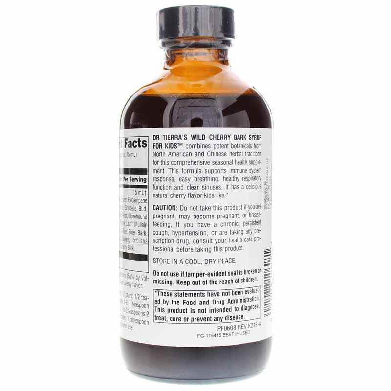 Dr Tierras Wild Cherry Bark Syrup for Kids, 8 Oz, by Planetary Herbals, image #3