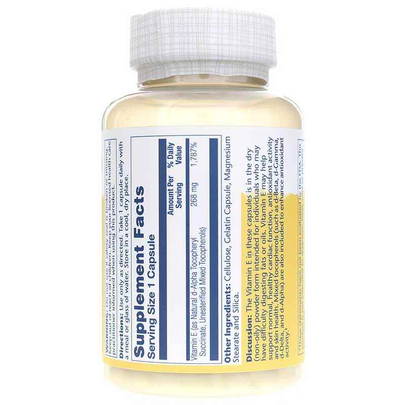 Dry Form Vitamin E 268 Mg, 100 Capsules, by Solaray, image #3