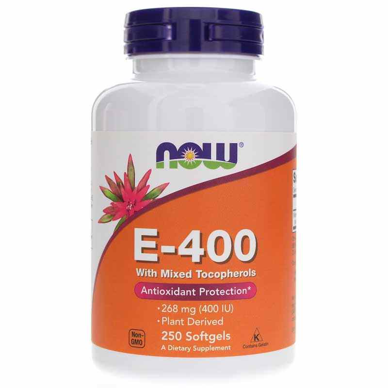 E-400 Natural with Mixed Tocopherols, 250 Softgels, by NOW Foods