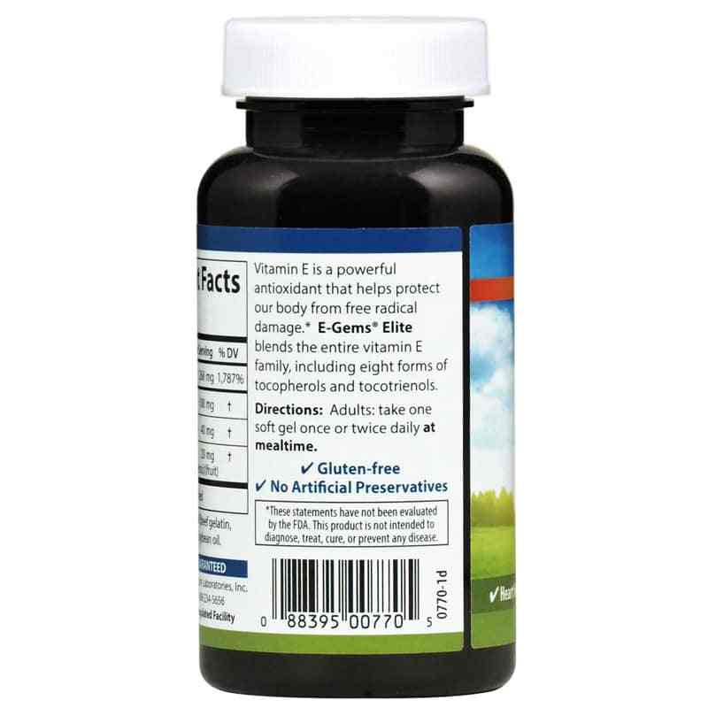 E-Gems Elite 400 IU (268 Mg) Vitamin E, 60 Softgels, by Carlson Labs, image #3