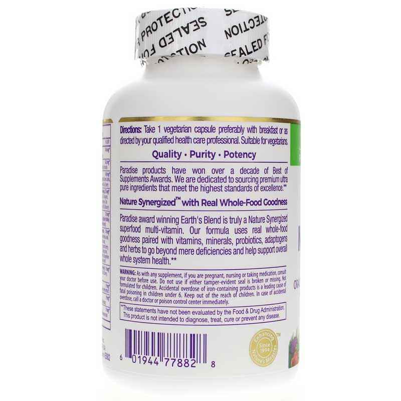 Earth's Blend Superfood Multivitamin with Iron, 120 Veg Capsules, by Paradise Herbs, image #3