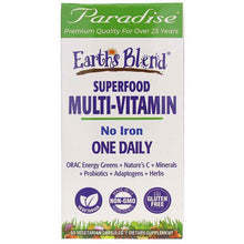 Earth's Blend Superfood Multivitamin No Iron, 60 Veg Capsules, by Paradise Herbs