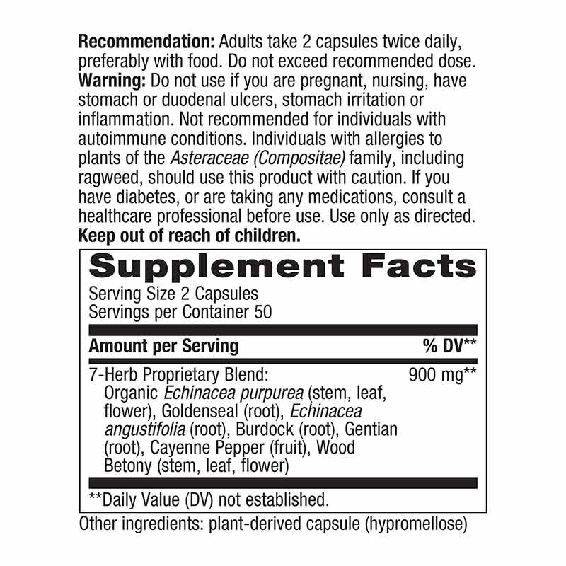 Echinacea Goldenseal Premium Blend, 100 Vegan Capsules, by Natures Way, image #2