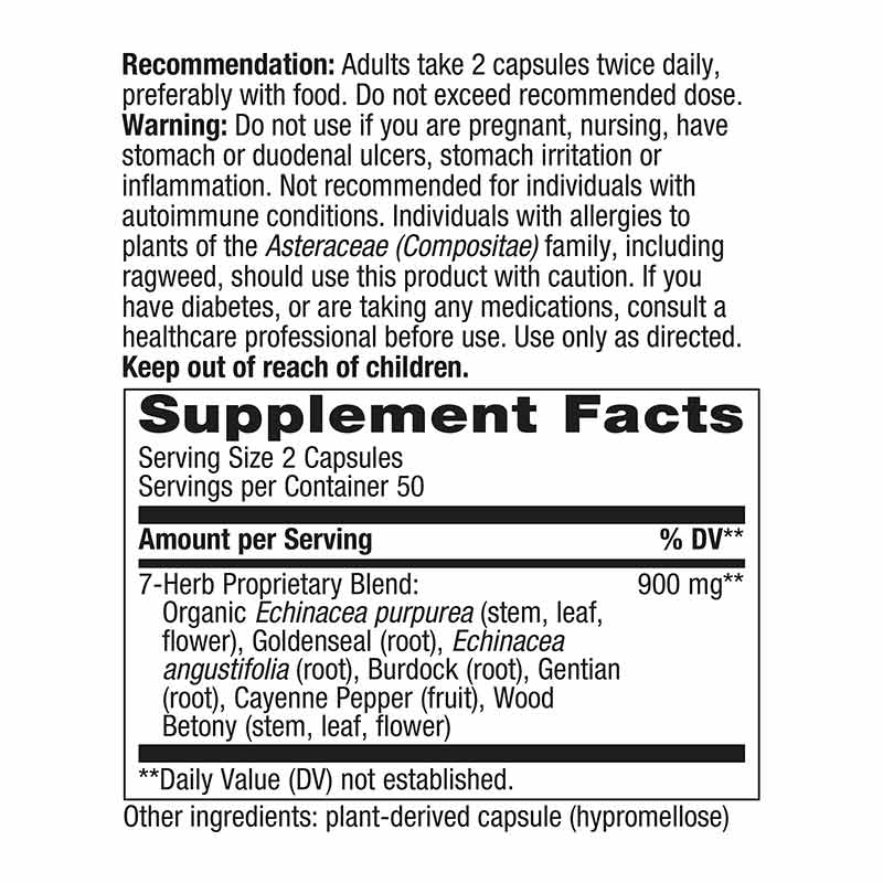 Echinacea Goldenseal Premium Blend, 100 Vegan Capsules, by Natures Way, image #4