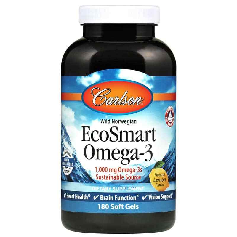 EcoSmart Omega-3 with Natural Lemon Flavor, 180 Softgels, by Carlson Labs