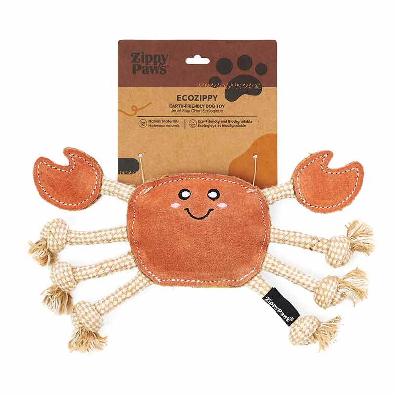 ecoZippy Suede & Rope Buddies Crab, by ZippyPaws