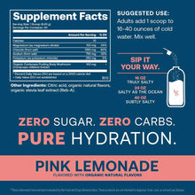 ElectroMag electrolyte powder canister with supplement facts, ingredients, and pink lemonade flavor label on dark blue backgr