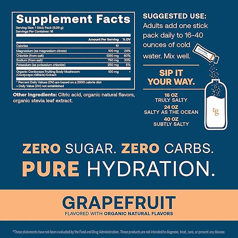 ElectroMag Electrolyte Stick, Grapefruit, 16 Packets, by True Grace, image #3