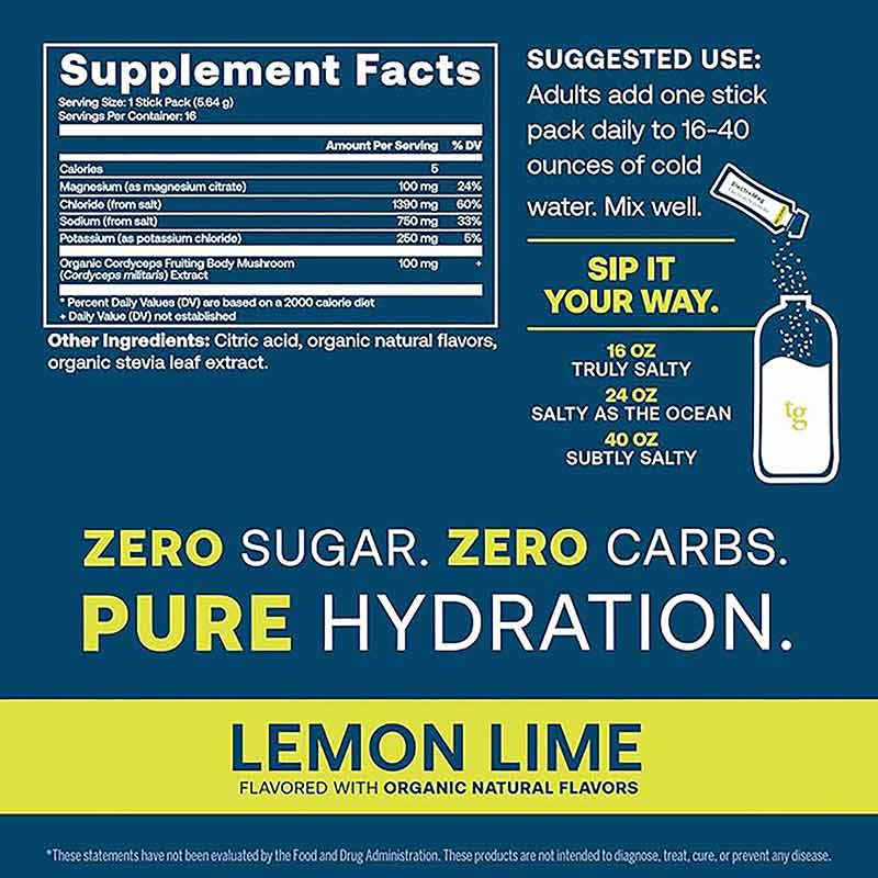 ElectroMag Electrolyte Stick, Lemon Lime, 16 Packets, by True Grace, image #3