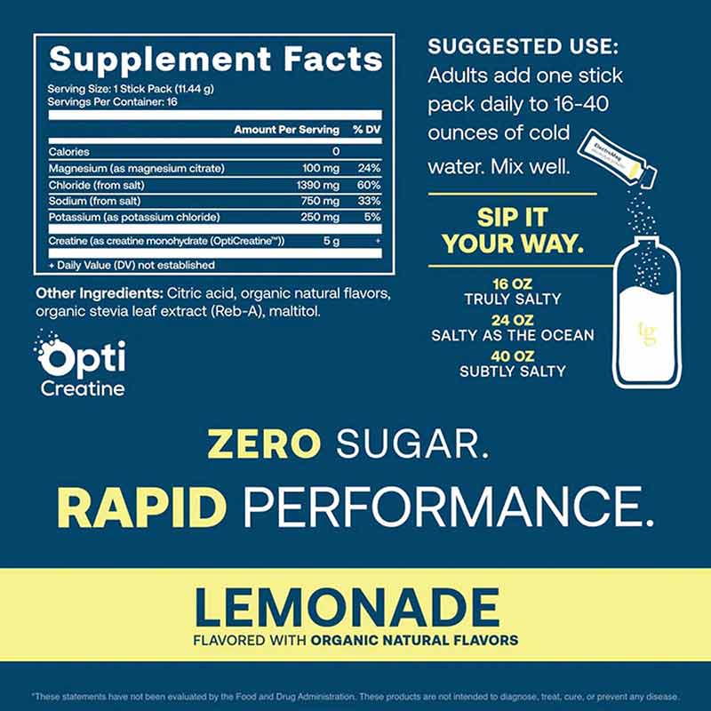 ElectroMag Plus Creatine, Lemonade, 16 Packets, by True Grace, image #4