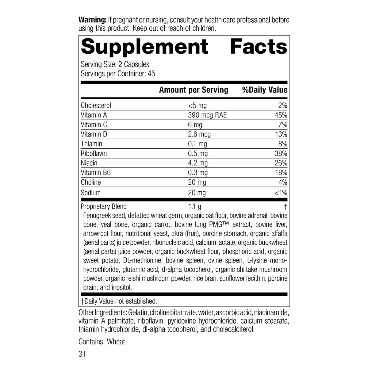 Supplement Facts label for Emphaplex 90 capsules showing serving size, nutritional information, and proprietary blend ingredi