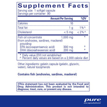Supplement Facts label for EPA/DHA Essentials softgel capsules showing 300mg EPA and 200mg DHA per serving from fish oil.