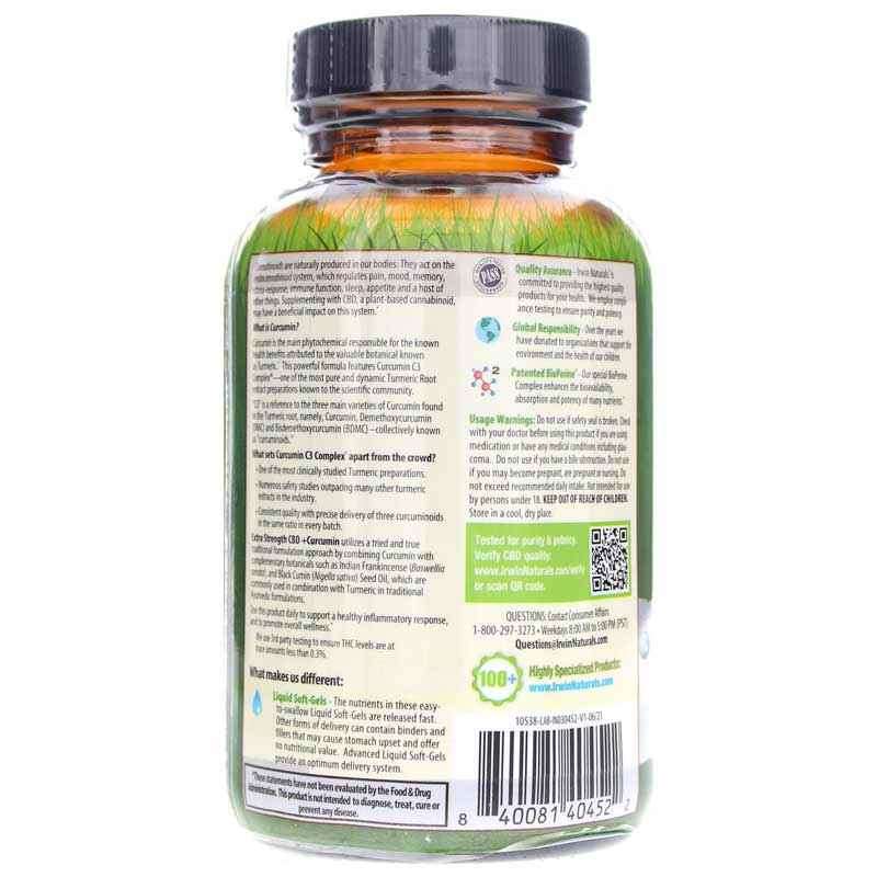 Extra Strength CBD + Curcumin, by Irwin Naturals, image #3