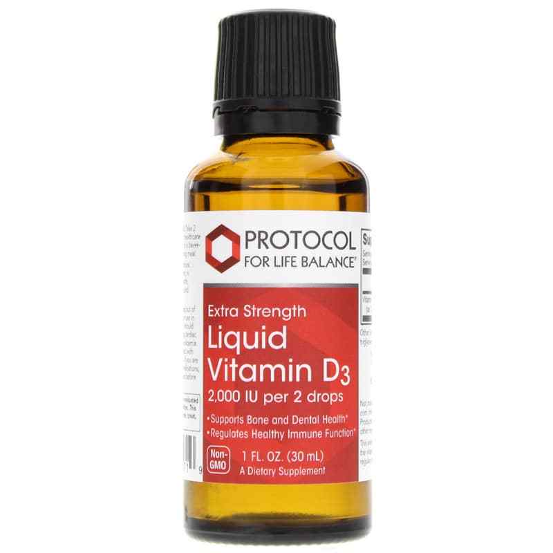 Extra Strength Liquid Vitamin D3 2,000 IU, by Protocol For Life Balance
