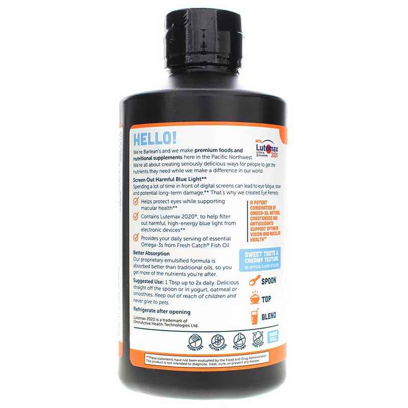 Eye Remedy Tangerine Smoothie Fish Oil, by Barleans Organic Oils, image #3