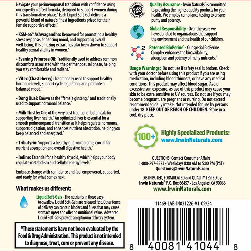 Female Balance KSM-66 Ashwagandha + Evening Primrose, 60 Liquid Softgels, by Irwin Naturals, image #3