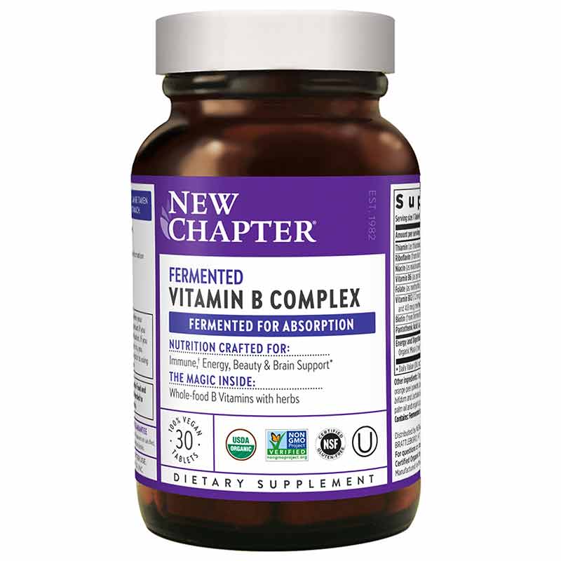 Fermented Vitamin B Complex, 30 Veg Tablets, by New Chapter