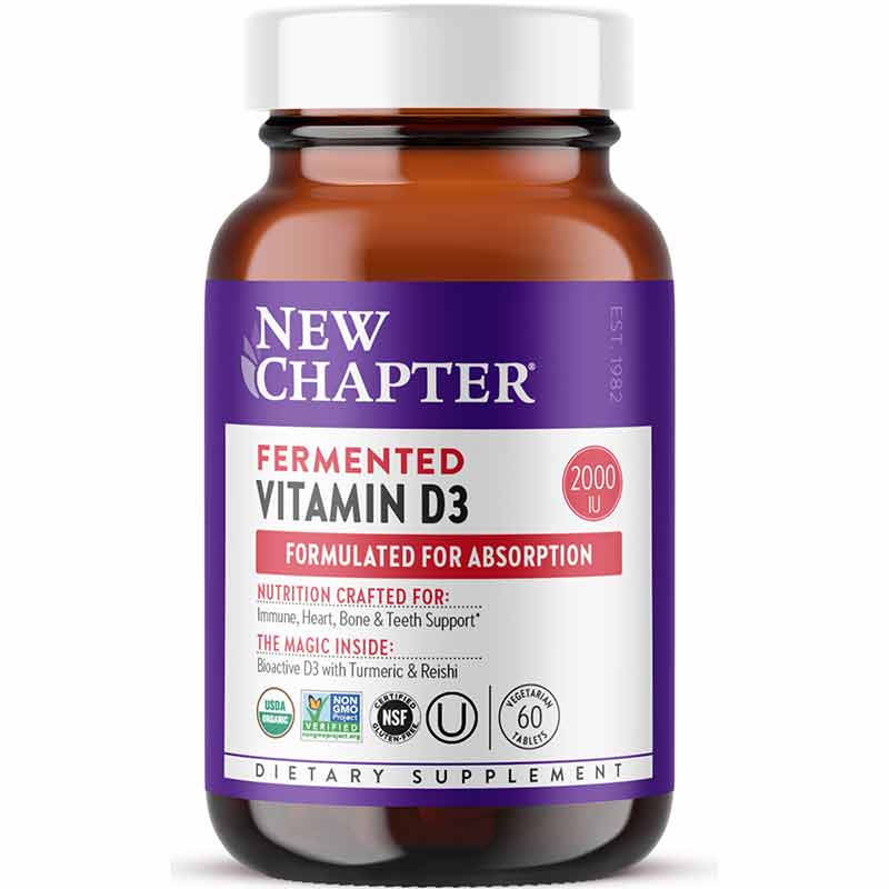 Fermented Vitamin D3 2,000 IU, 60 Veg Tablets, by New Chapter
