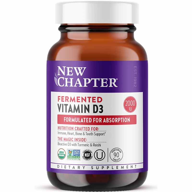 Fermented Vitamin D3 2,000 IU, 90 Veg Tablets, by New Chapter