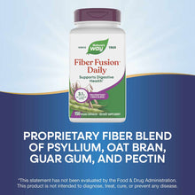 Nature's Way Fiber Fusion Daily bottle with purple cap containing 150 vegan capsules of dietary fiber supplement.