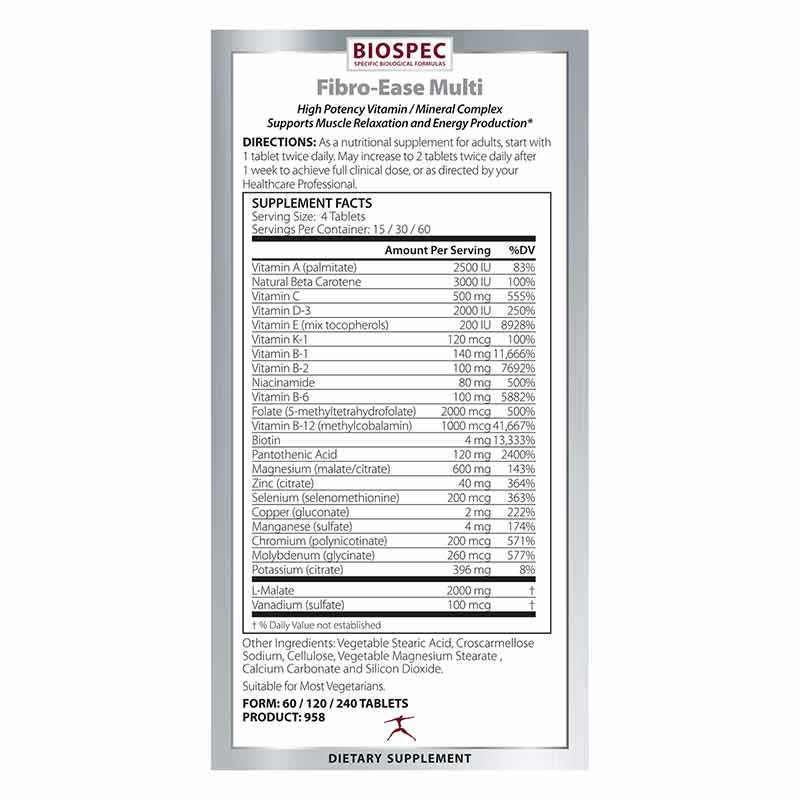 Fibro-Ease Multi, 120 Tablets, by BioSpec, image #2