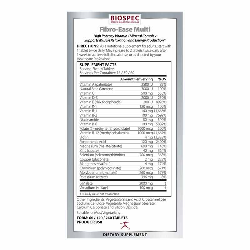 Fibro-Ease Multi, 240 Tablets, by BioSpec, image #2