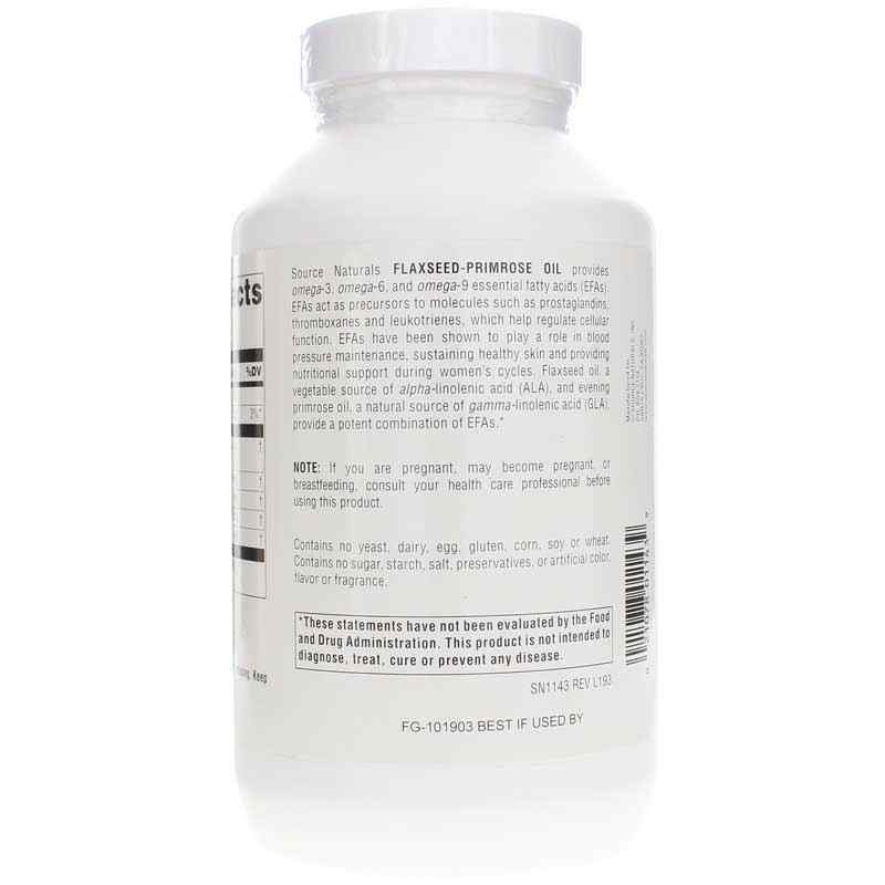 Flax Seed-Primrose Oil, 180 Softgels, by Source Naturals, image #3