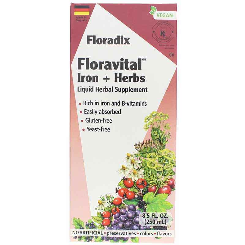 Floravital Iron + Herbs Liquid Extract, 8.5 Oz, by Salus